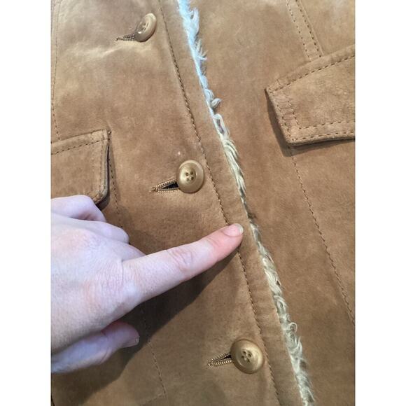 Columbia Womens Suede Penny Lane Jacket Size Medium Chore Coat Faux Fur Country - Picture 10 of 12